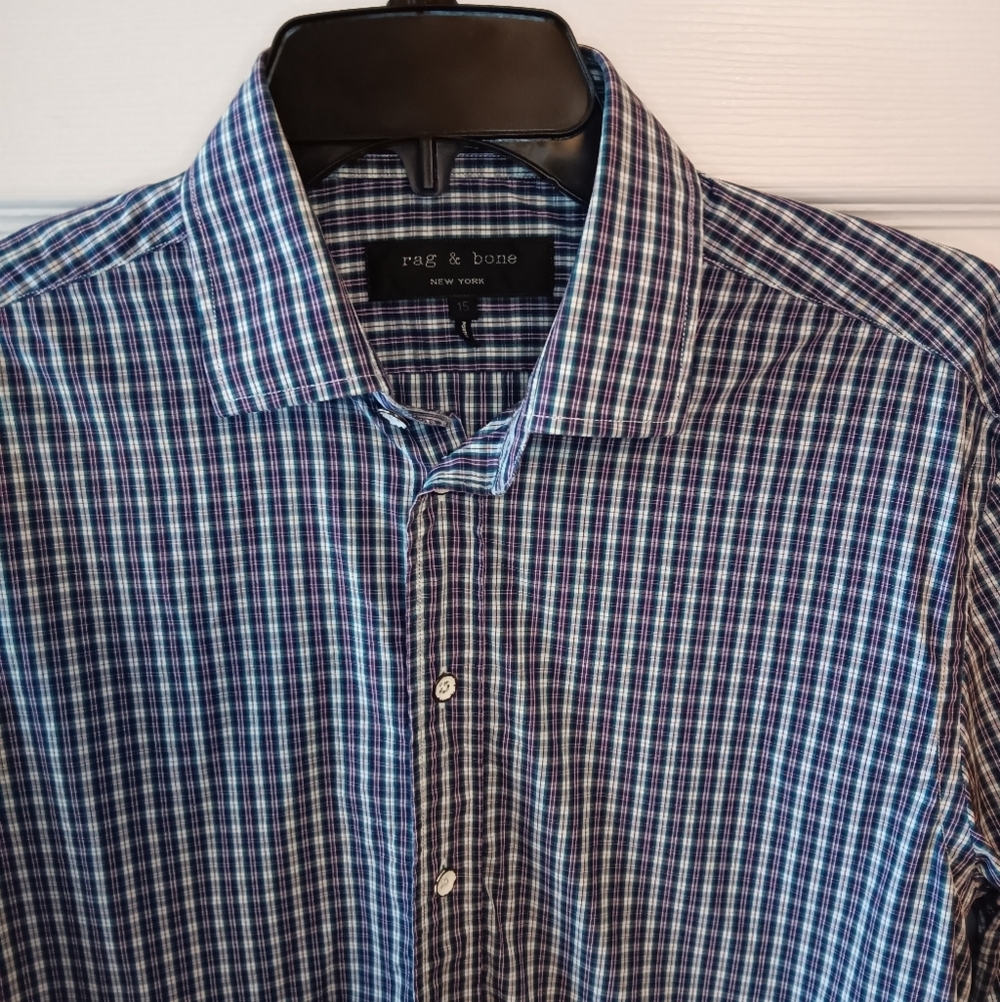 Rag & Bone Slim Fit Button Down Checked Shirt - Picture 6 of 6